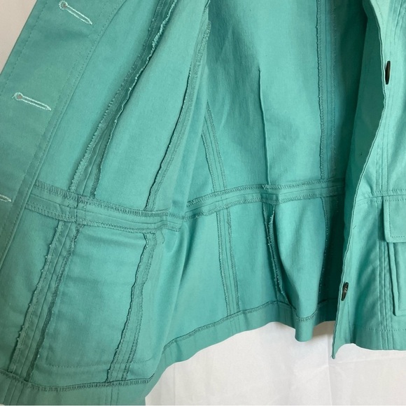 TRIBAL Women’s Teal Blue Fitted Utility Button Up Jacket Bronze Buttons Size‎ 10 - Picture 7 of 12